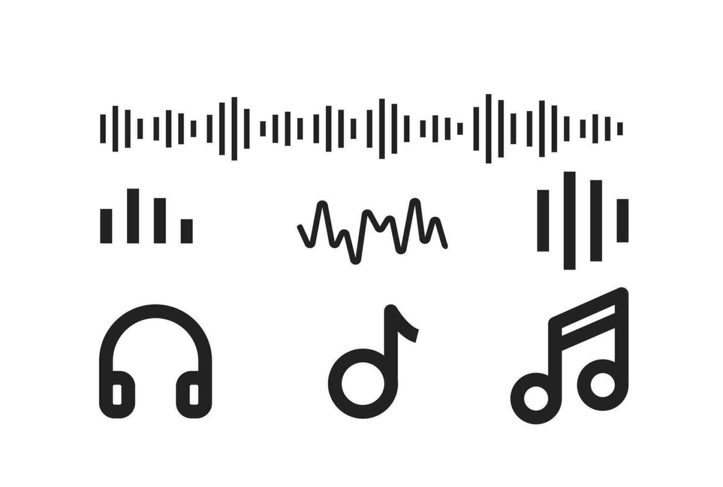 set  audio music icon graphic vector
