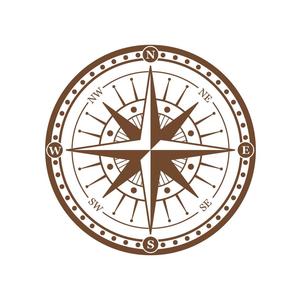 Vintage compass wind rose navigation maritime sign vector