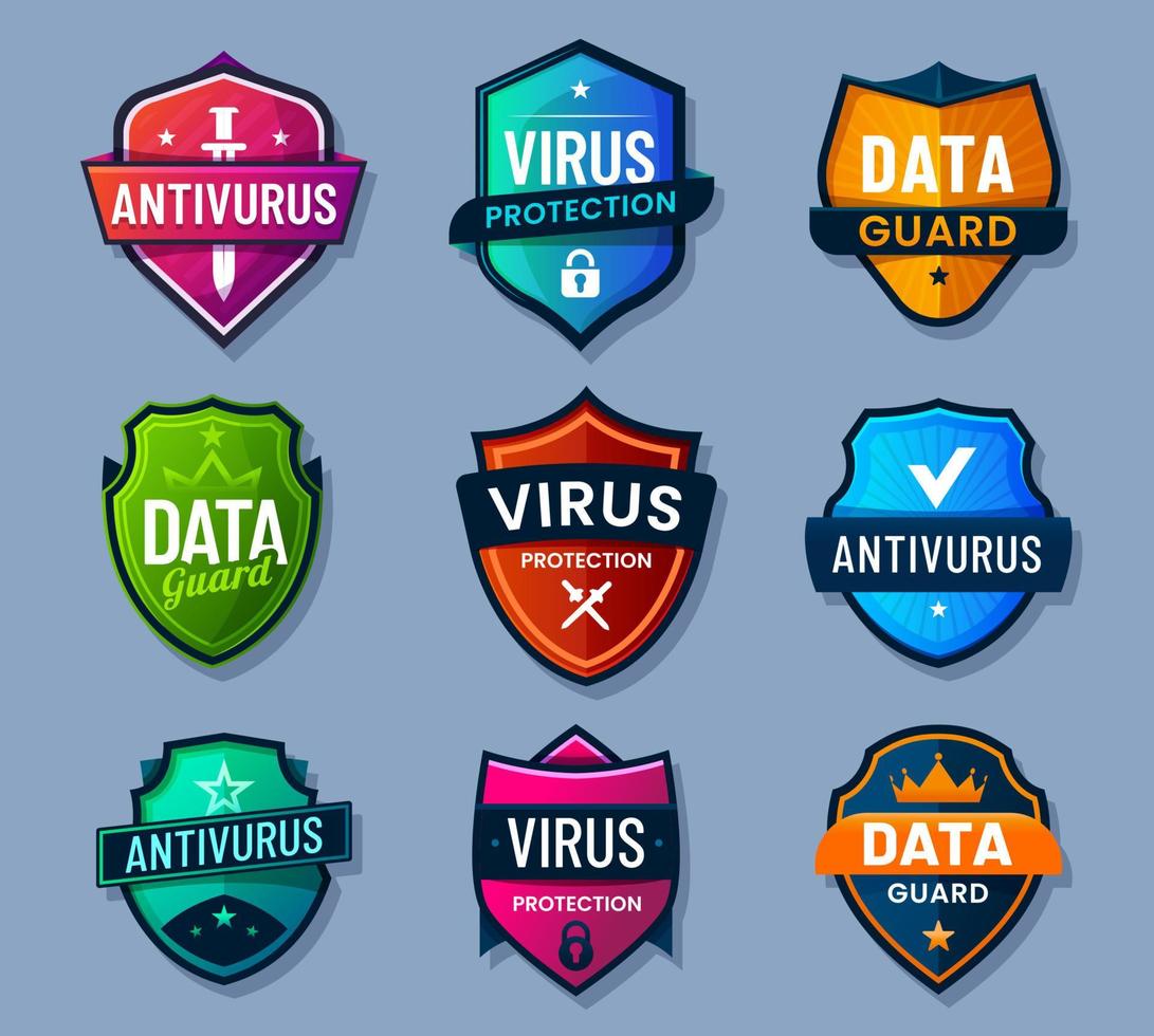 Shield of antivirus, data guard, virus protection vector