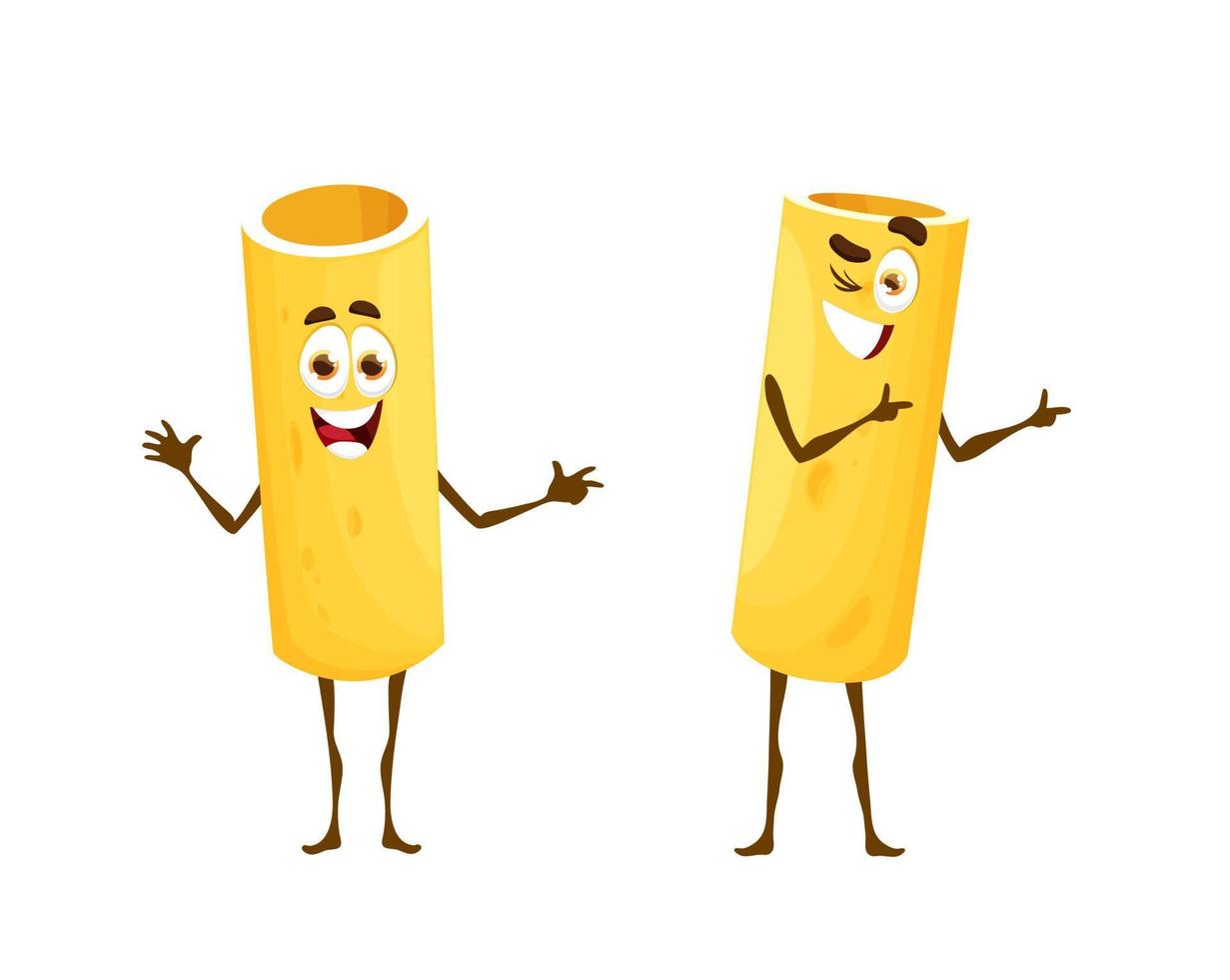 Cartoon cannelloni pasta characters, funny noodle vector