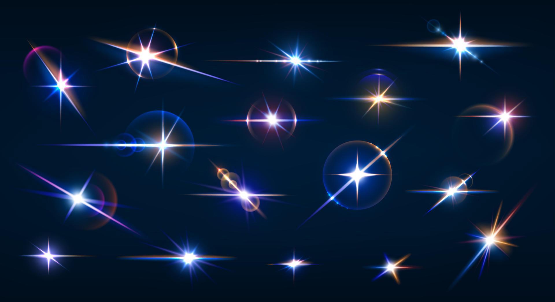 Sparkle flare and flash effects, glow lights 22231102 Vector Art at
