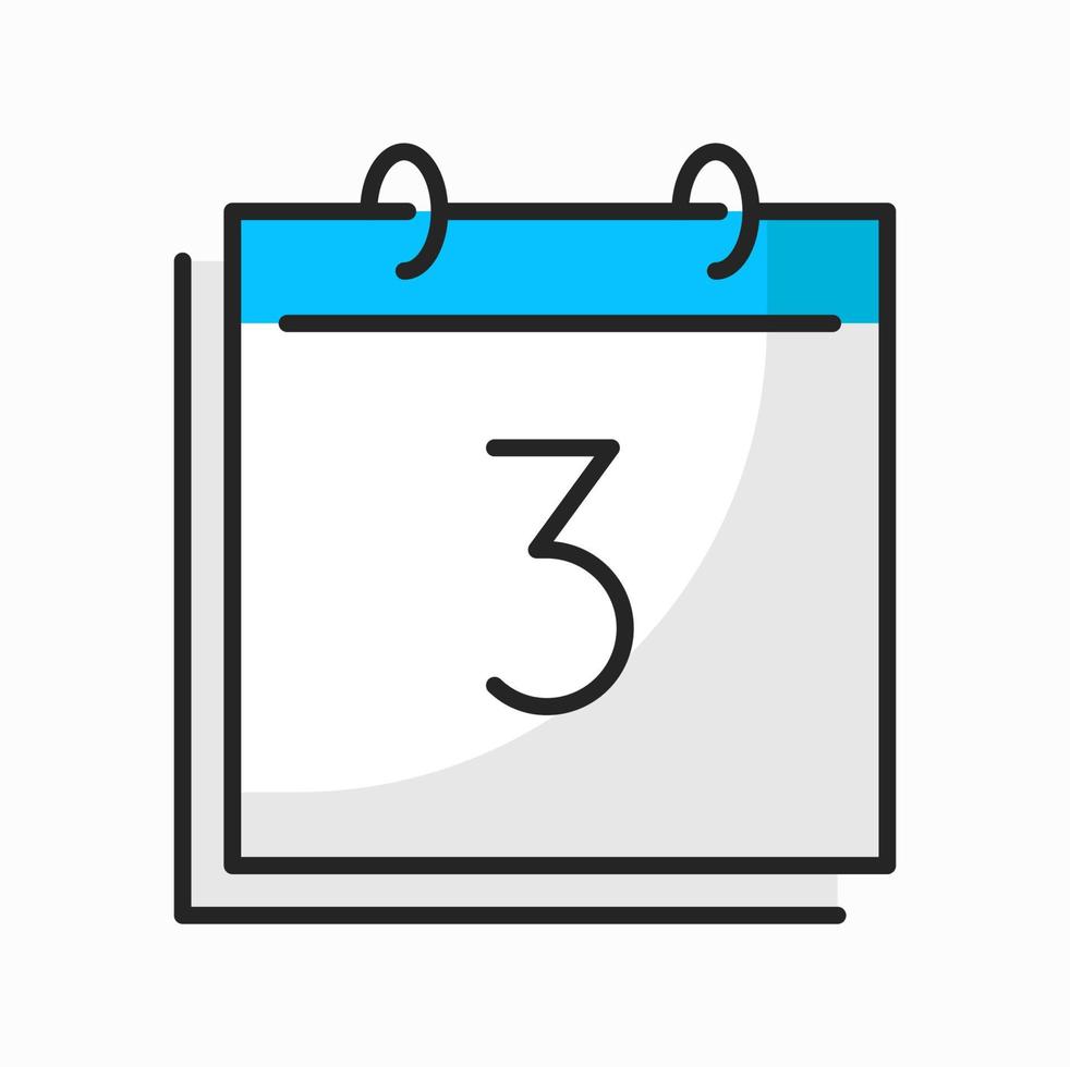 Spiral calendar 3 day date, agenda schedule icon vector