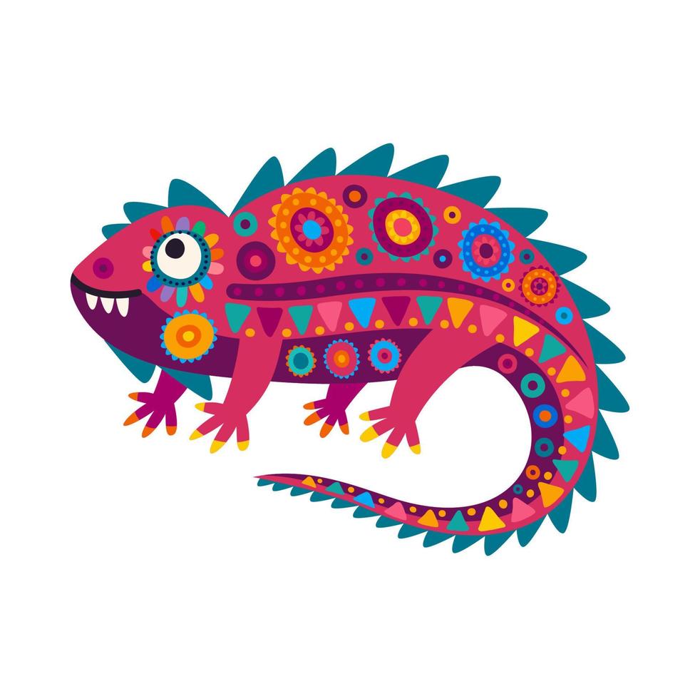 Wild lizard cartoon mexican chameleon reptile, pet vector
