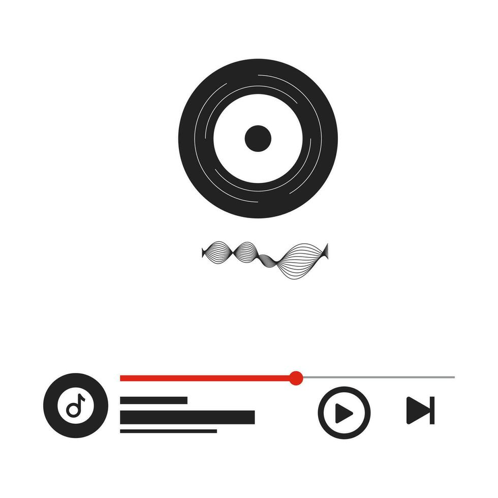 Progress loading bar of audio or video player with time slider, pause, rewind and fast forward buttons vector graphic illustratation