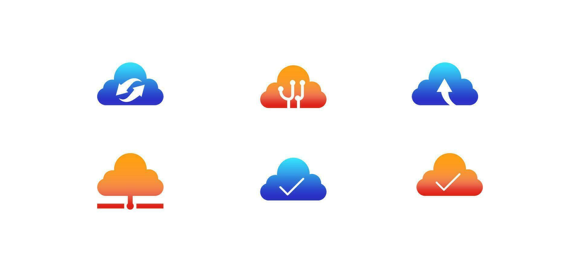 illustartion icon cloud with gradient colour concept computing technology suitable for logo and more. vector