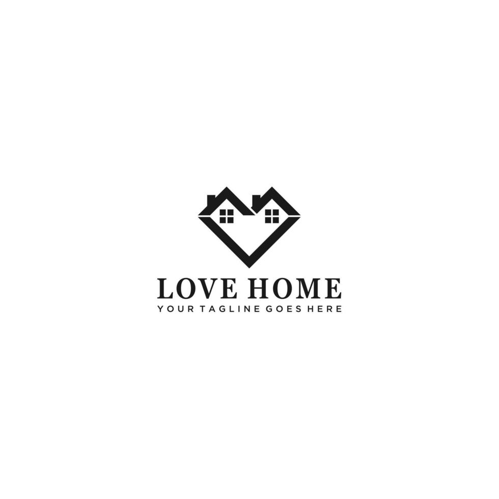 casa con corazón forma logo diseño, moderno y sencillo amor hogar icono vector. vector