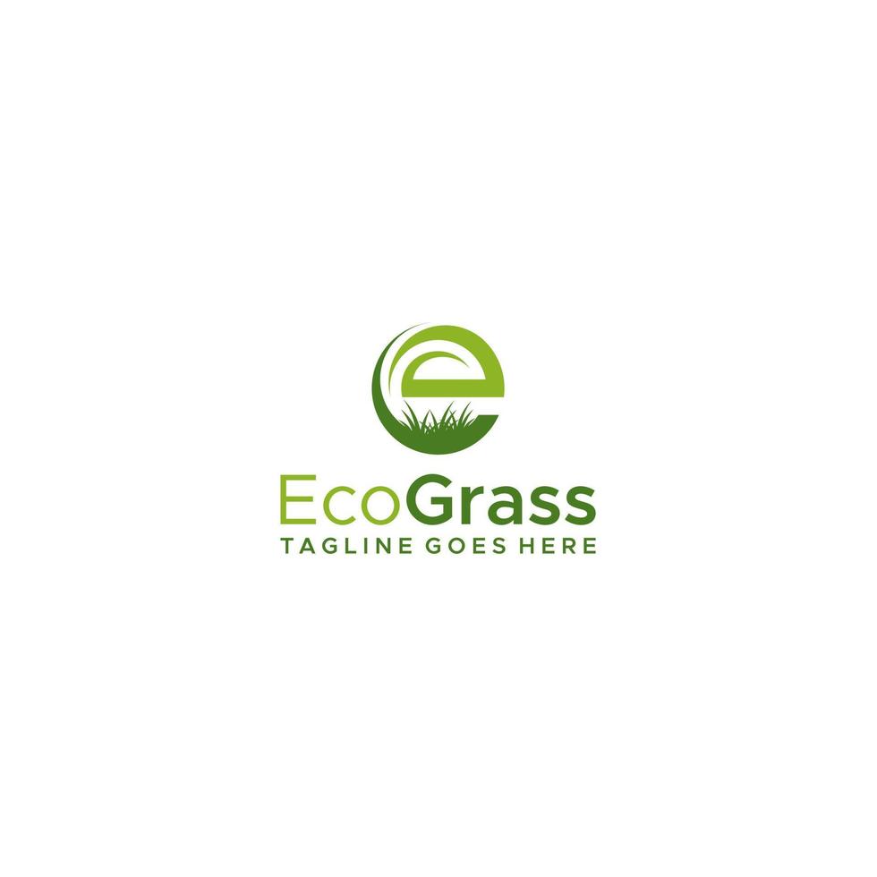 Letter e with grass logo design vector