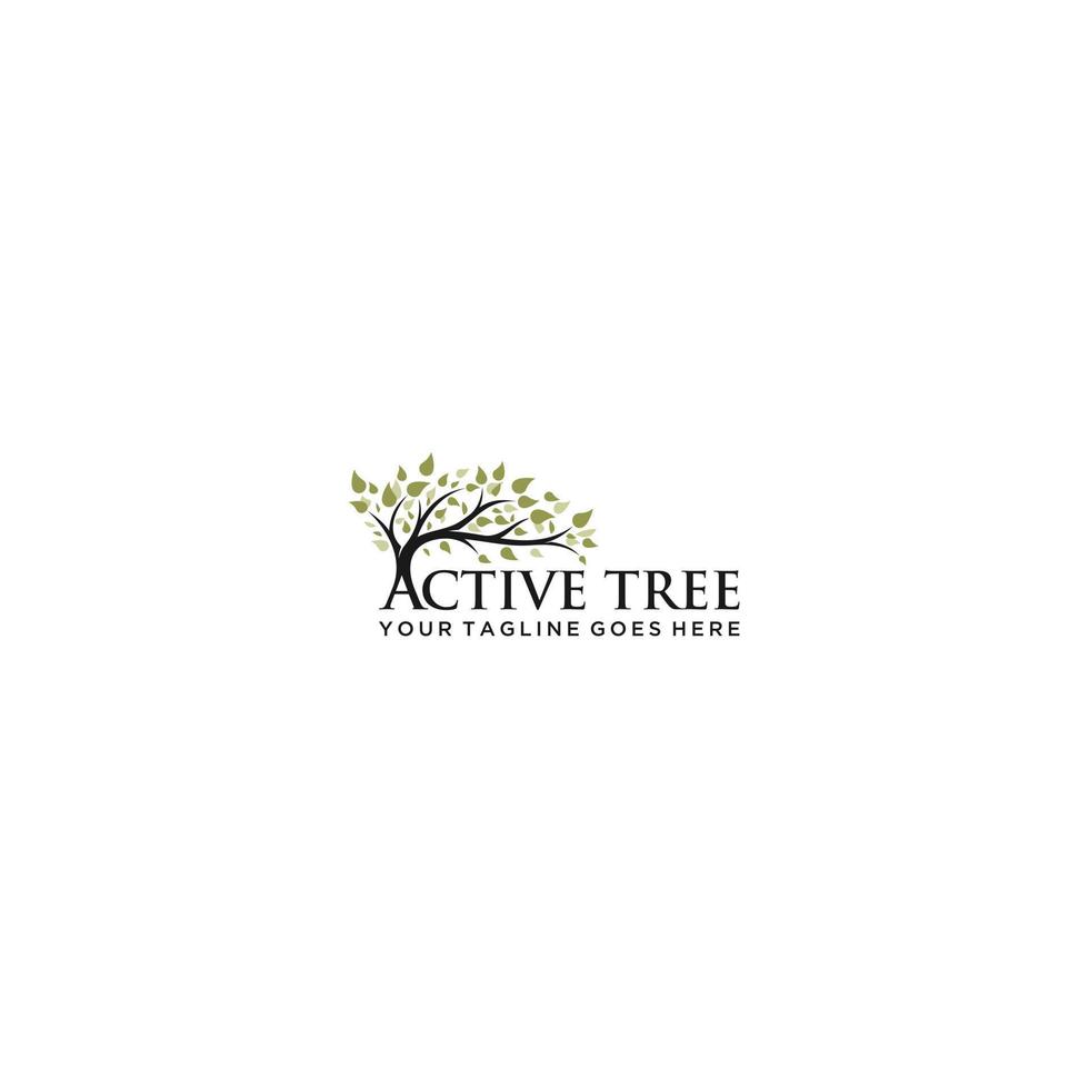 Letter A in active write with tree logo design vector