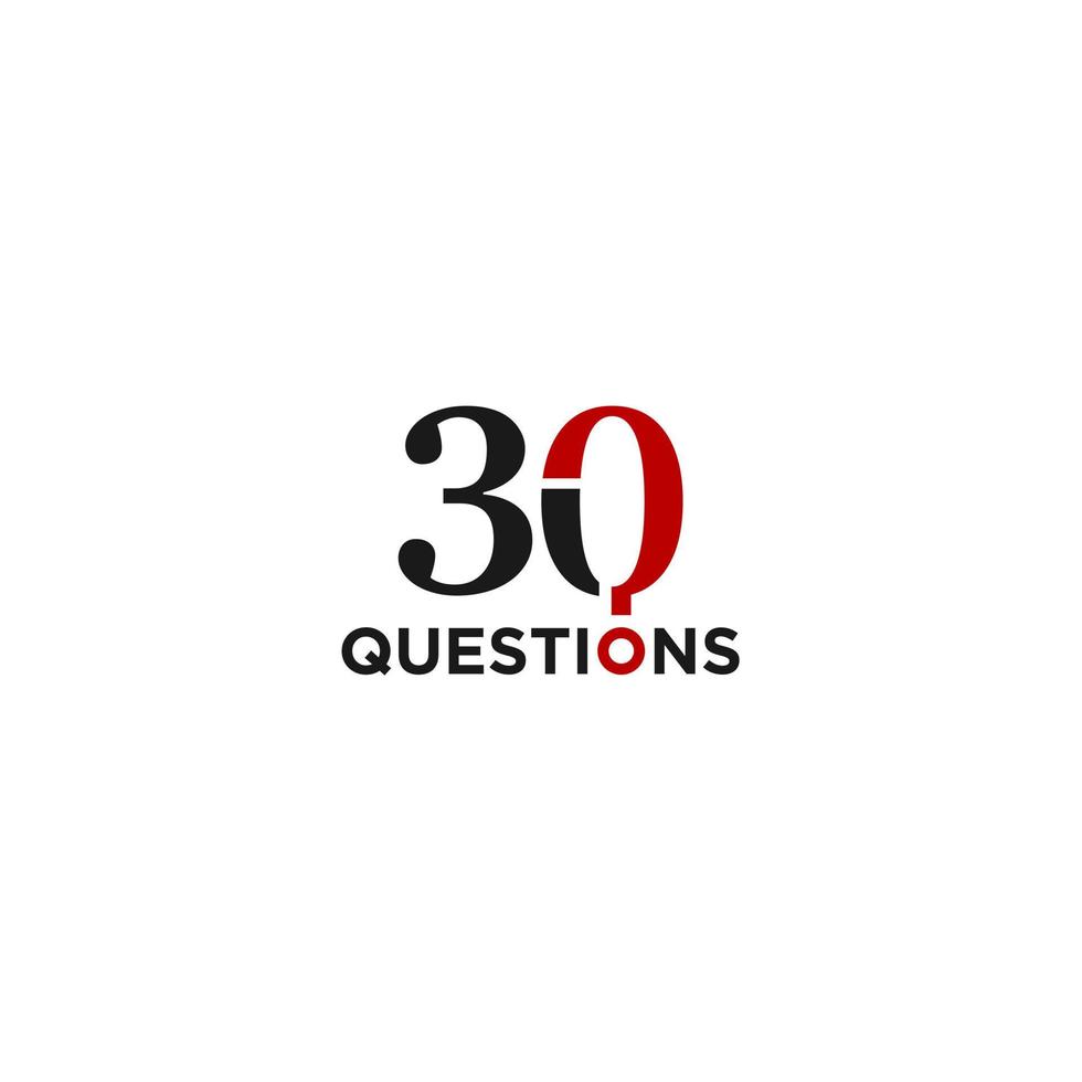 número 30 preguntas logo diseño vector