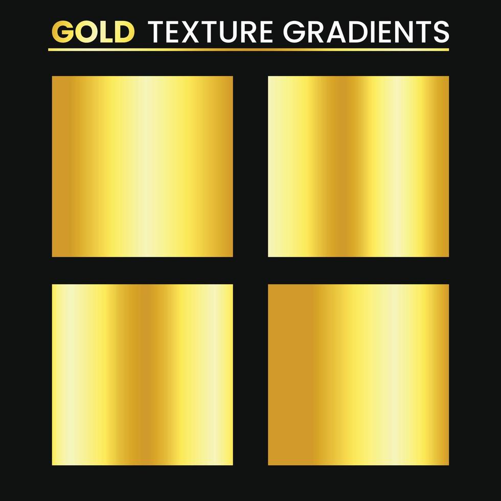 Gold texture gradient collection. Collection of golden metallic gradient. Brilliant plates with gold effect. vector