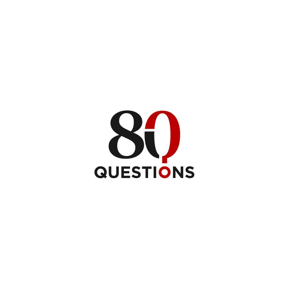 Number 80 questions logo design vector