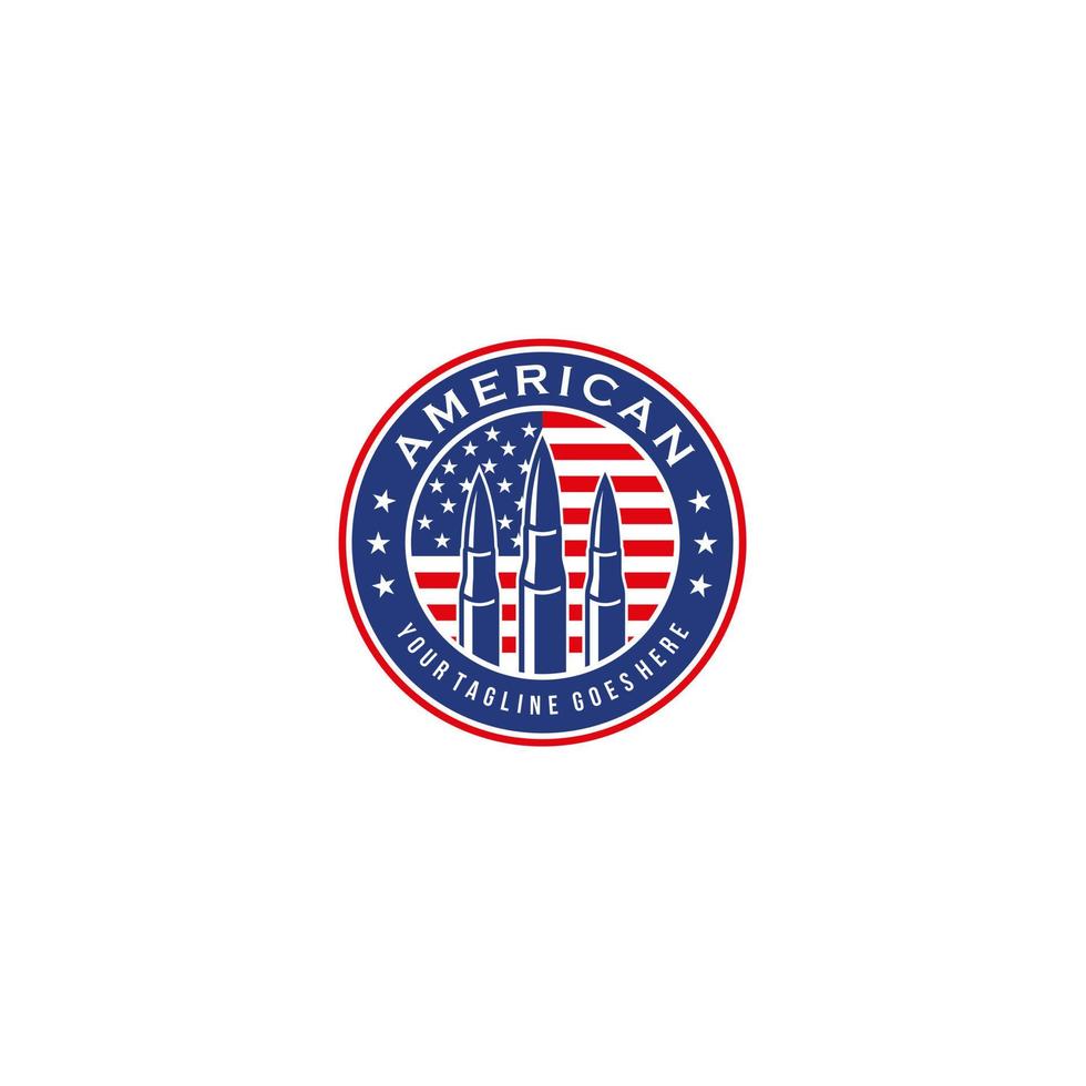 americano con pistola formas el letra un logo diseño vector