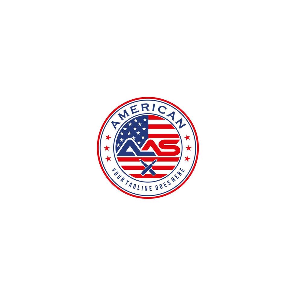 AAS initial and american army logo design vector