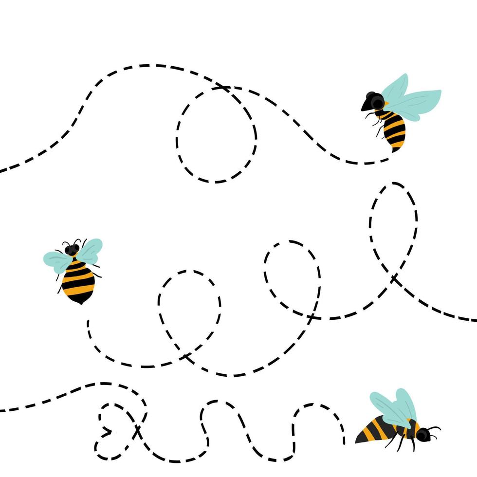miel abeja volador con un punteado camino16.eps vector