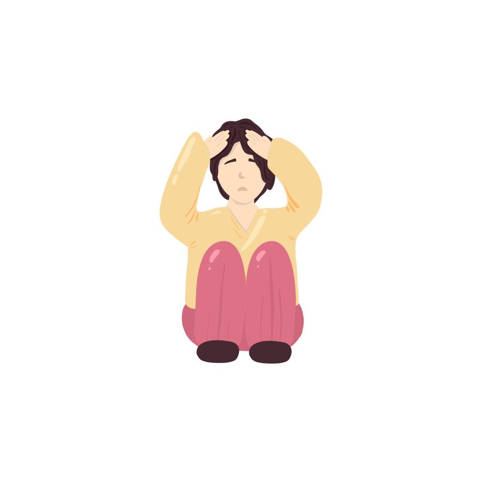 Woman suffering from depression migraine and headache vector