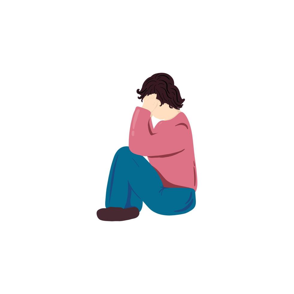 Woman suffering from depression migraine and headache vector