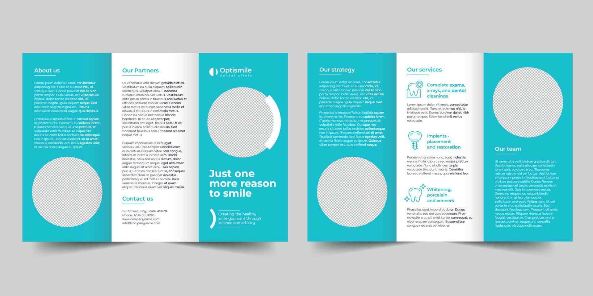 Dental Clinic trifold brochure template,  flyer vector layout Trifold mockup Pro Vector
