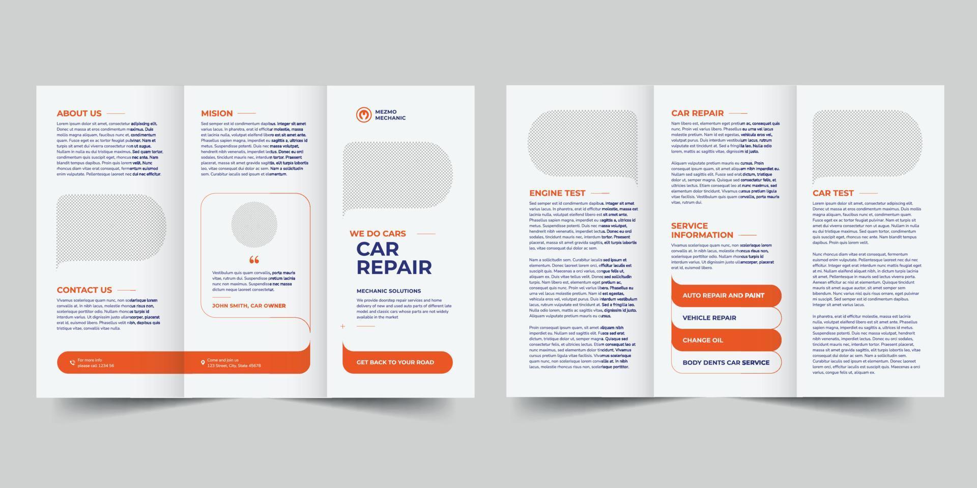 Car Repair trifold brochure template,  flyer vector layout Trifold mockup Pro Vector