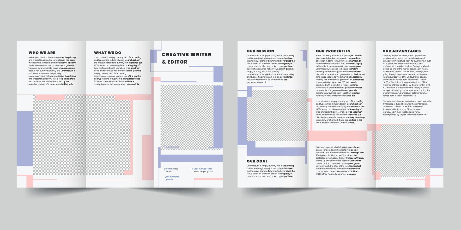 Author trifold brochure template,  flyer vector layout Trifold mockup Pro Vector