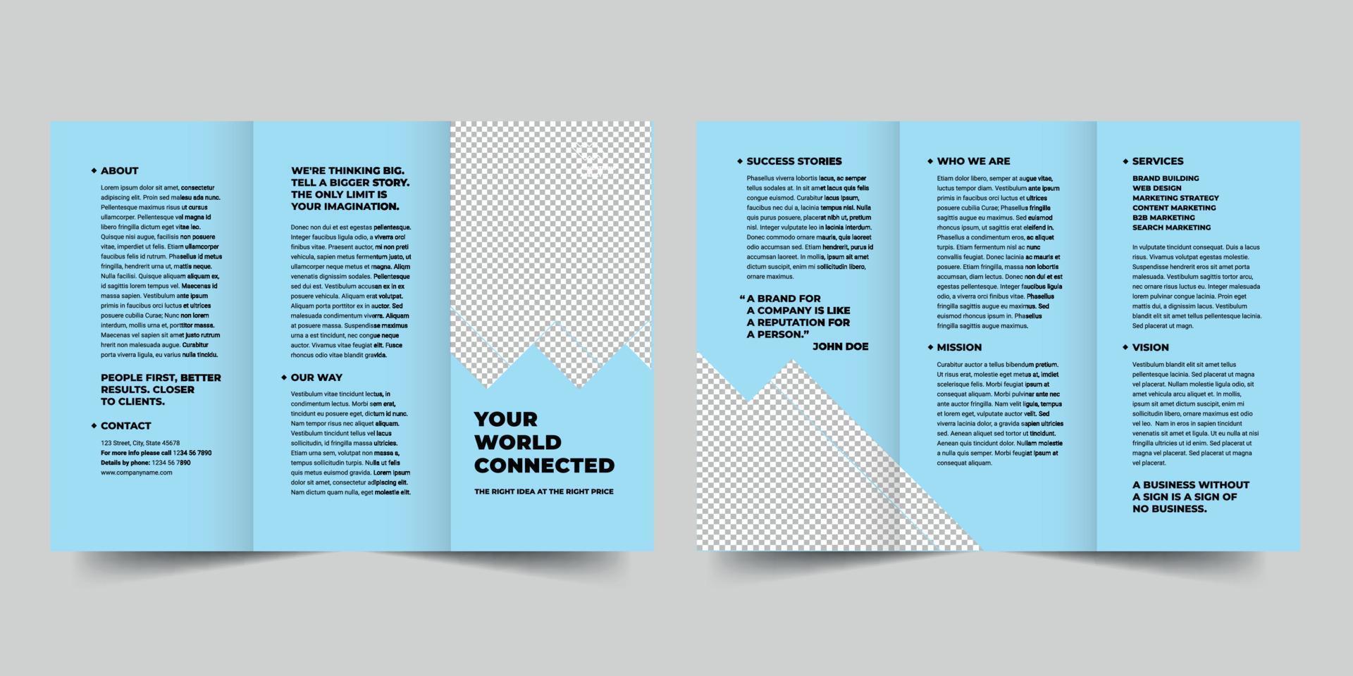 Advertising Consultant trifold brochure template,  flyer vector layout Trifold mockup Pro Vector