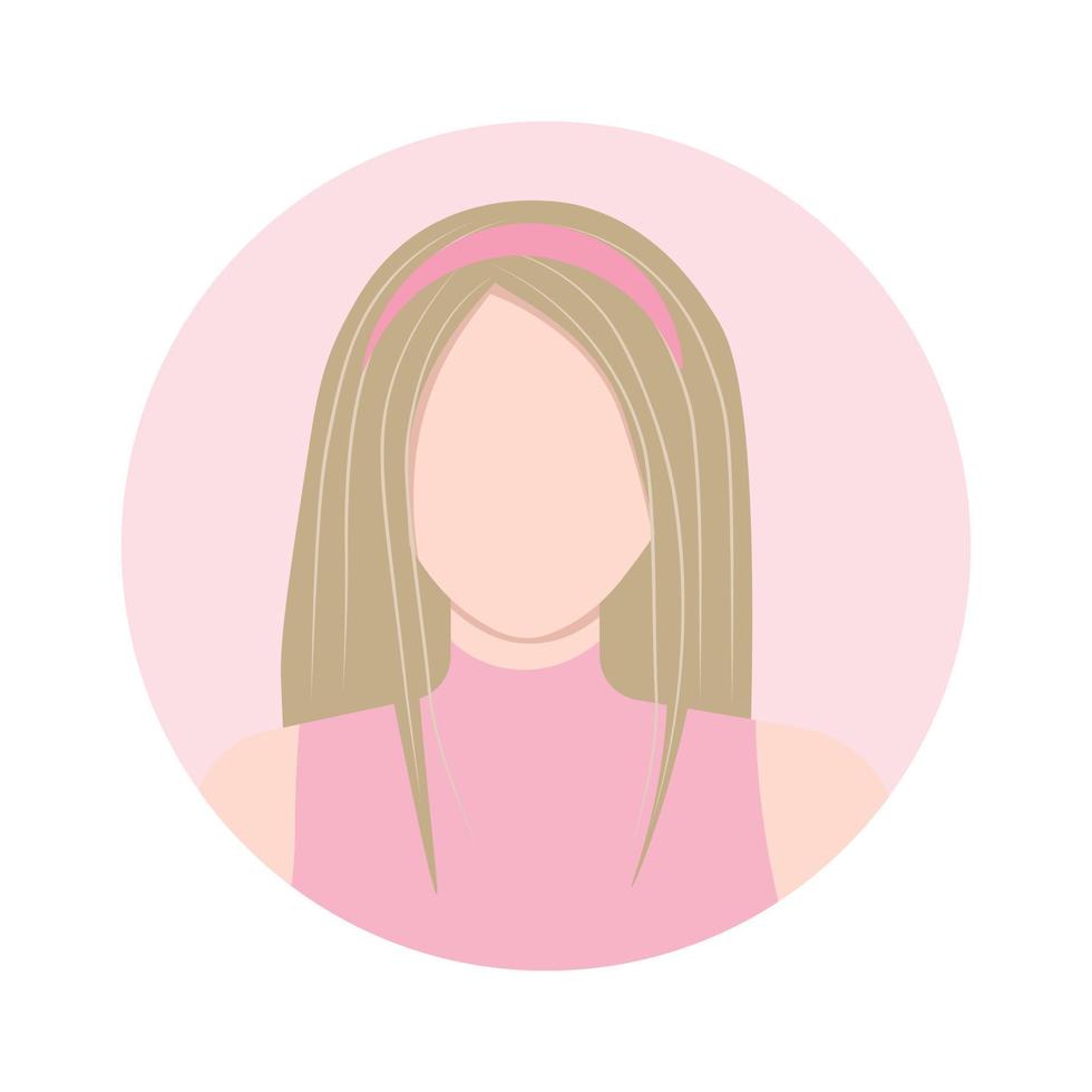 Avatar of a young woman with a headband for social networks. Vector illustration in flat style