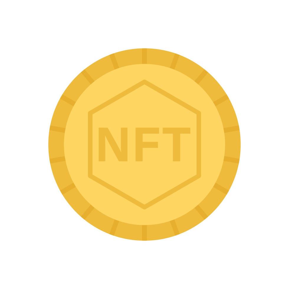 Vector gold coin NFT. Non fungible token illustration. Isolated on white background.