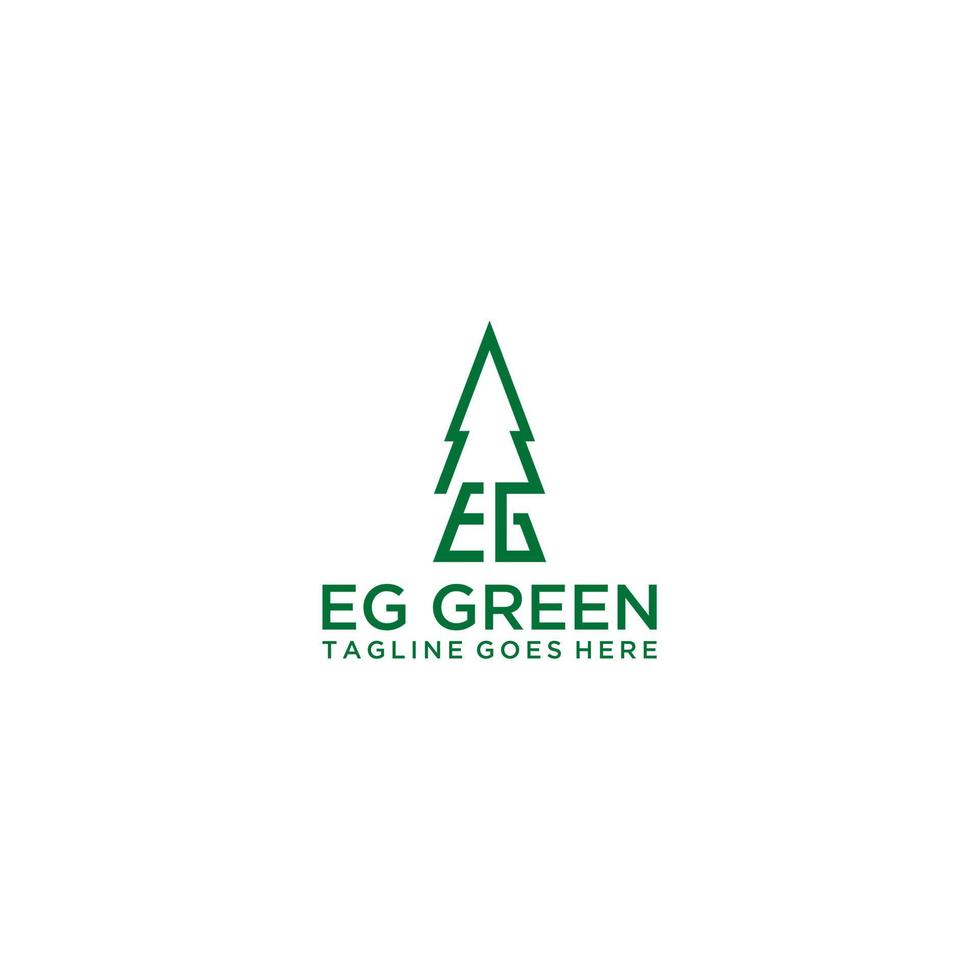 EG letter and pine tree logo design vector