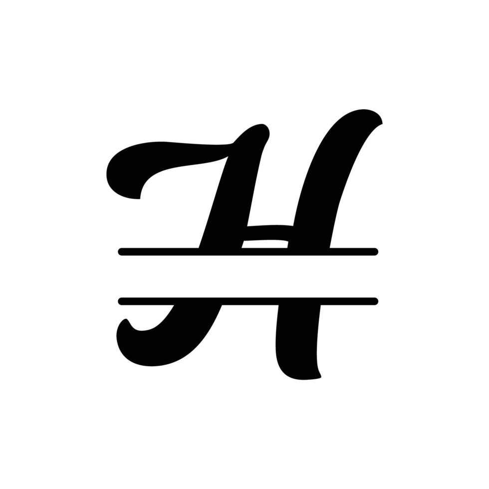 letter h split logo design vector