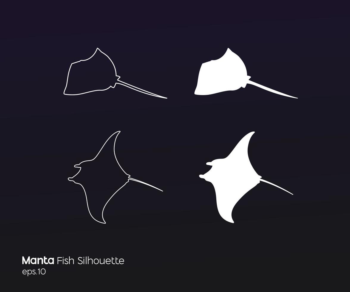 manta rayo pescado silueta ilustración vector