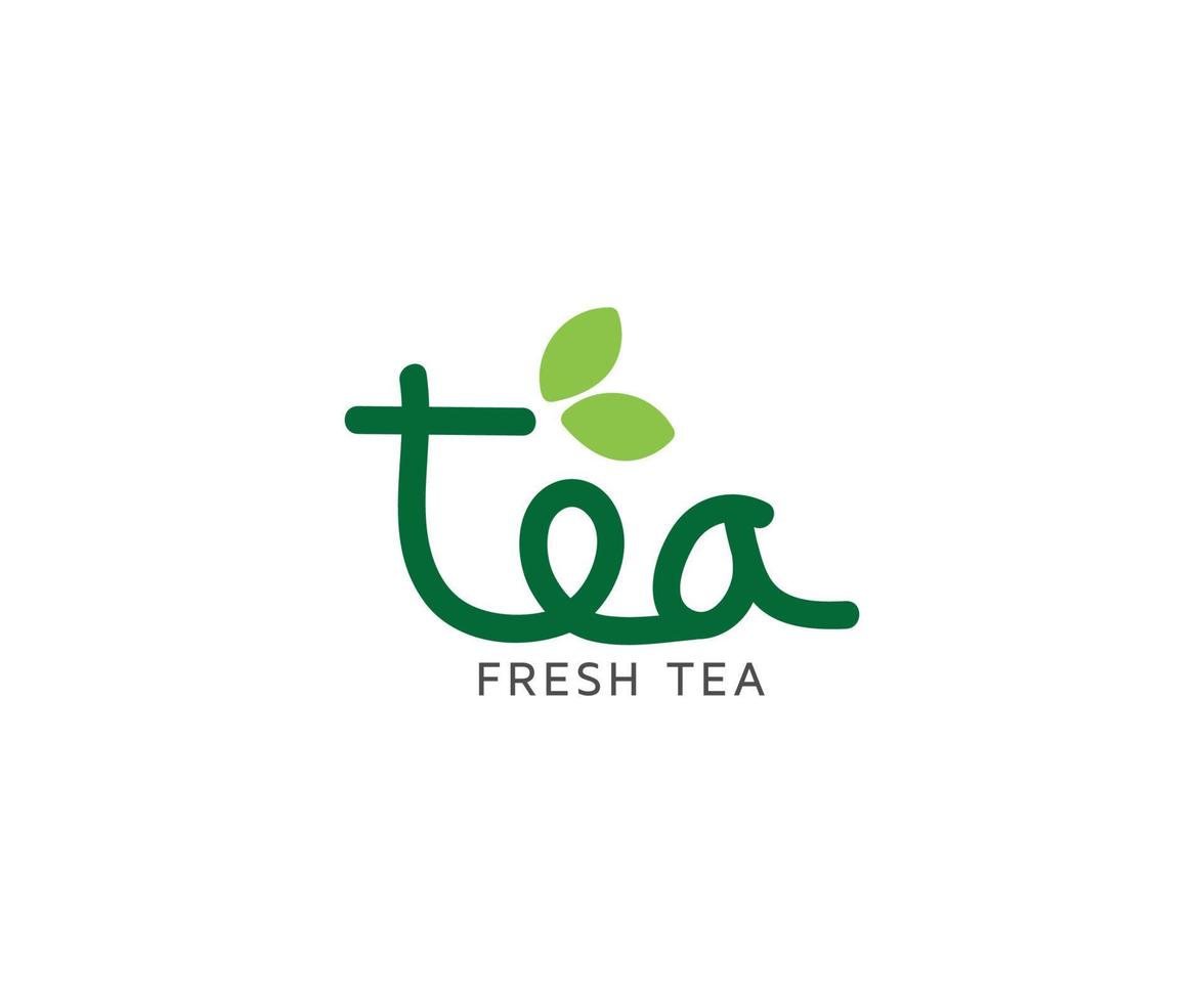 Natural tea logo with leaf illustration vector