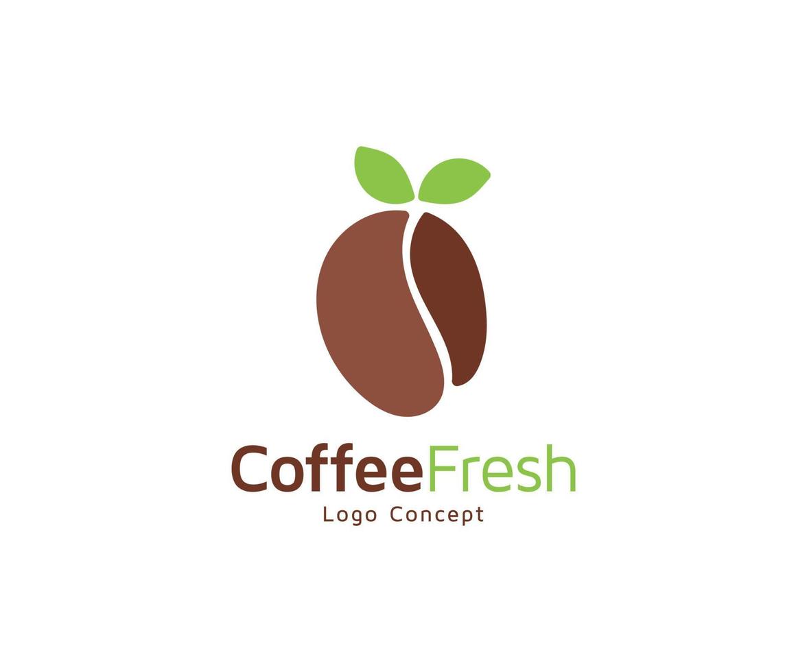 Coffee bean logo with leaf illustration vector