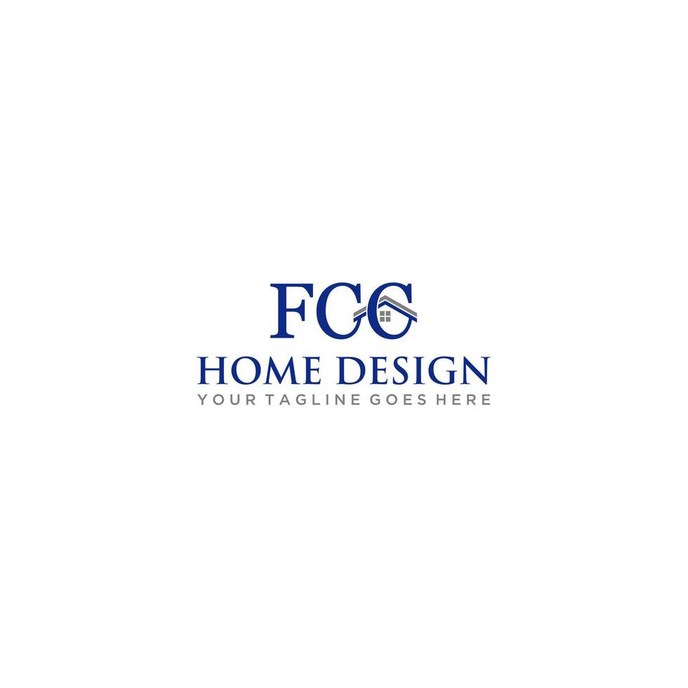 FCC letter with home logo design vector