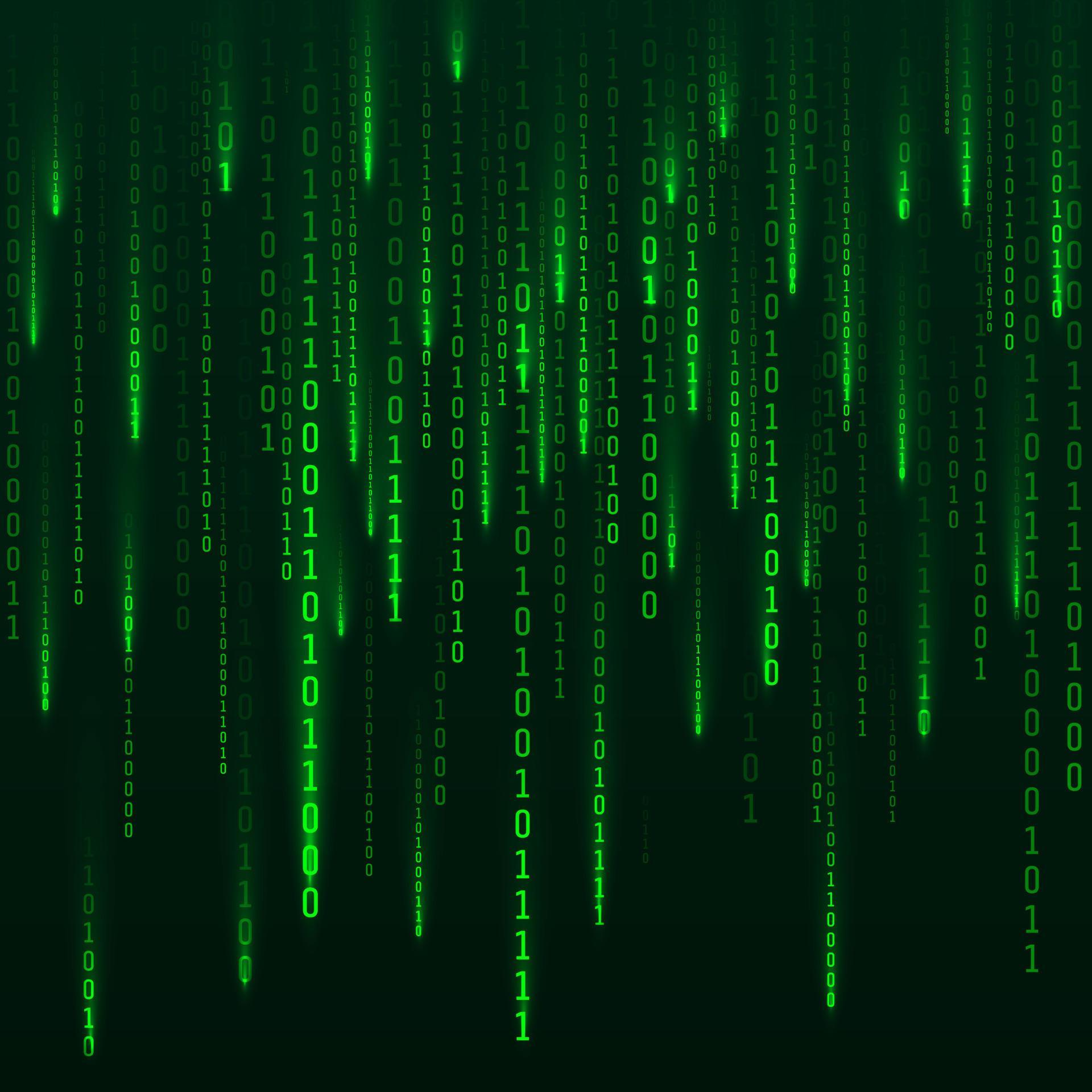 Sci-fi Background. Binary computer code. Green digital numbers. Matrix ...