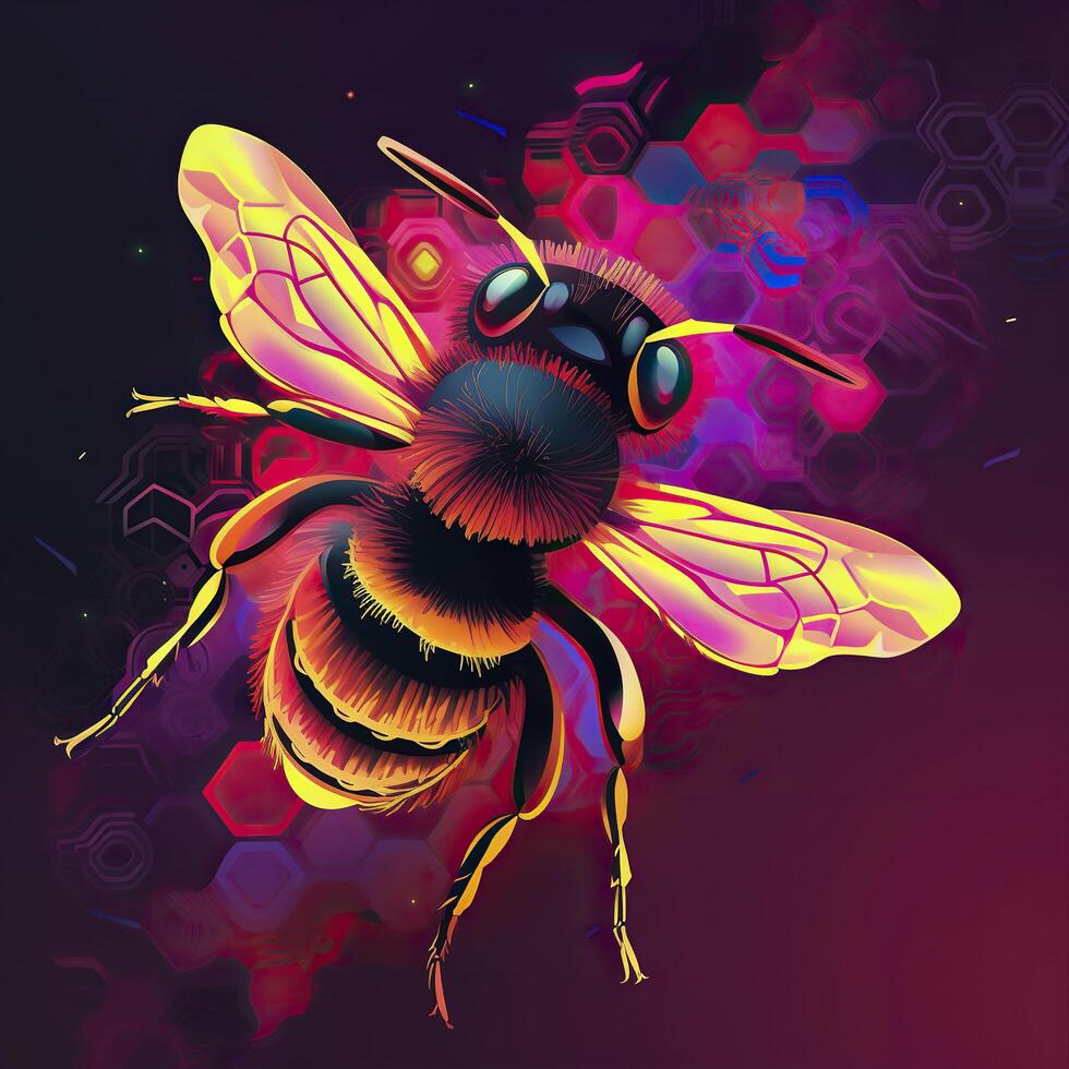 Bee in neon colors. . photo