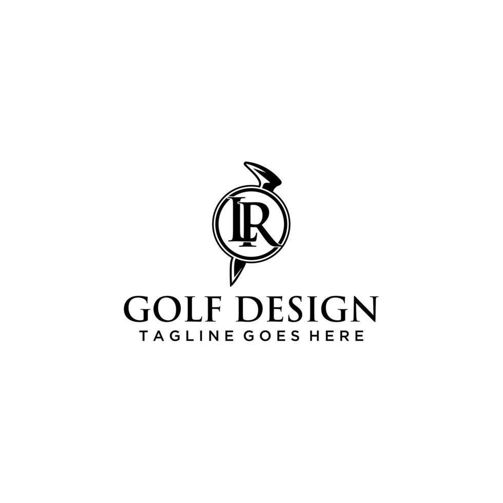 lr inicial para golf logo diseño vector