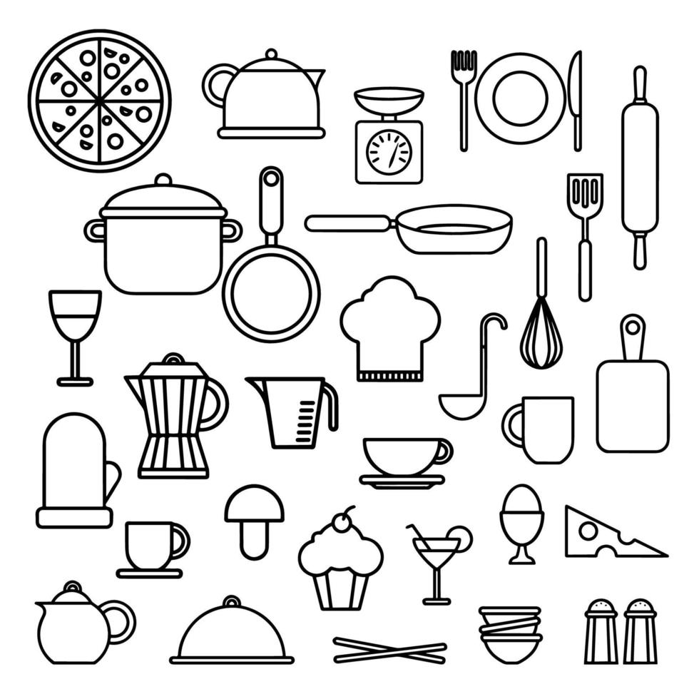 cocina artículos recopilación. cocina accesorios y utensilios, cocinero accesorios. vector