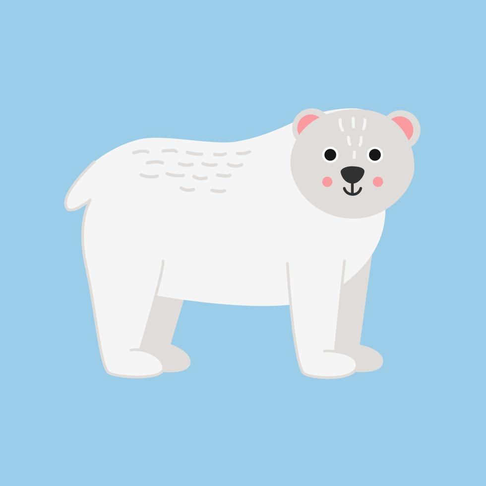 vector ilustración de dibujos animados linda polar oso aislado en azul antecedentes.