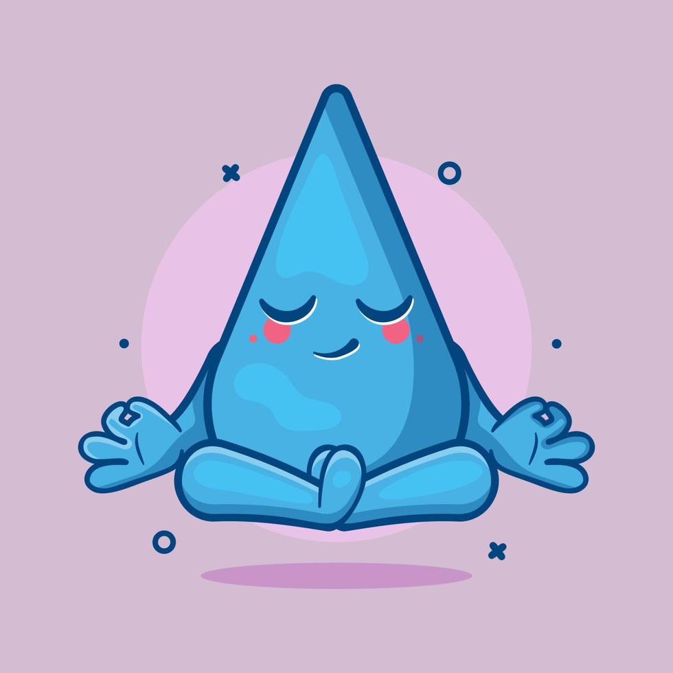 calm water drop character mascot yoga meditation pose isolated cartoon in flat style design vector