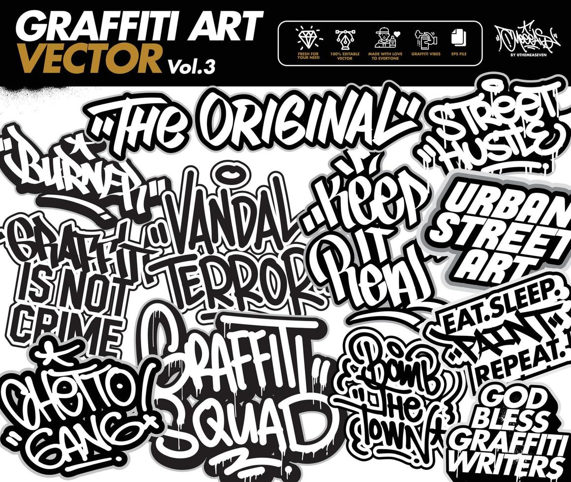 A set of Graffiti Art Vector. Graffiti tools and sticker designs. Street art urban theme in editable vector