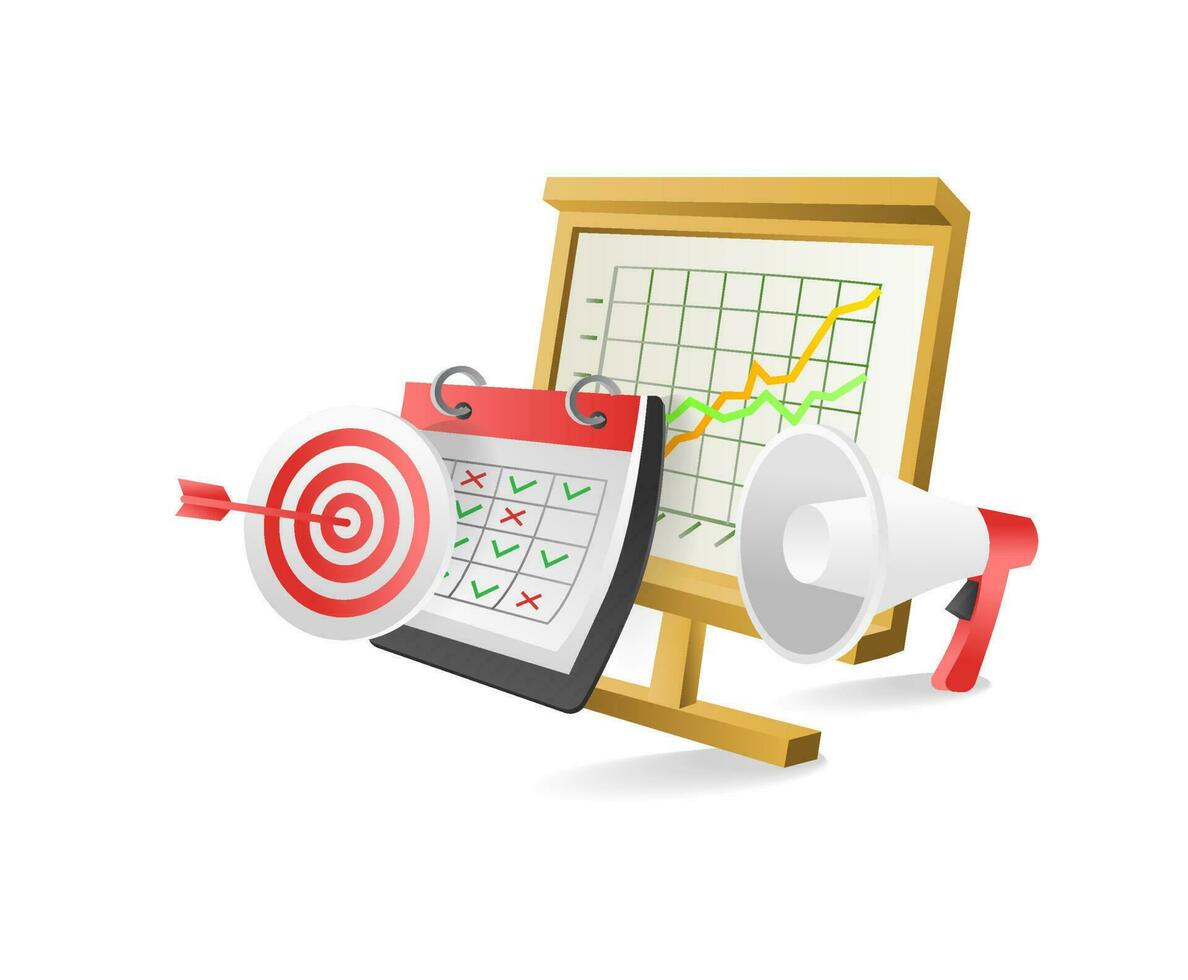 Alarm clock warning isometric flat 3d illustration concept vector