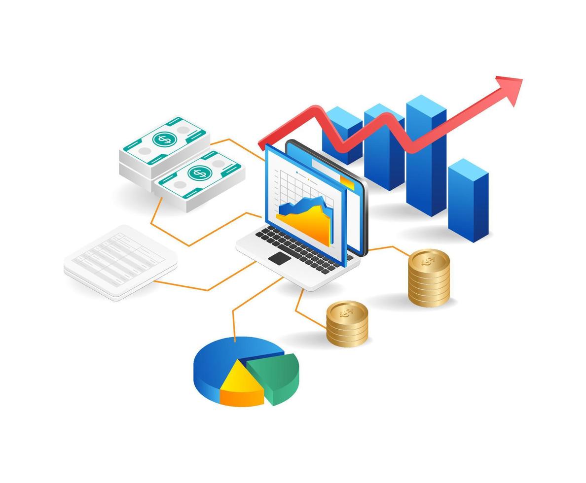 Stock exchange concept. Isometric illustration of stock exchange concept for web design vector