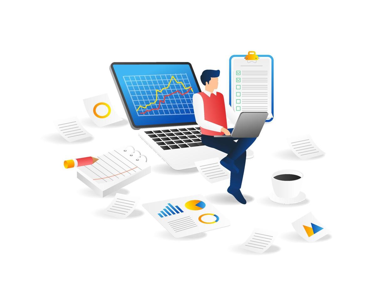 Flat design illustration concepts for business analysis and planning  consulting  team work  project management  financial report vector