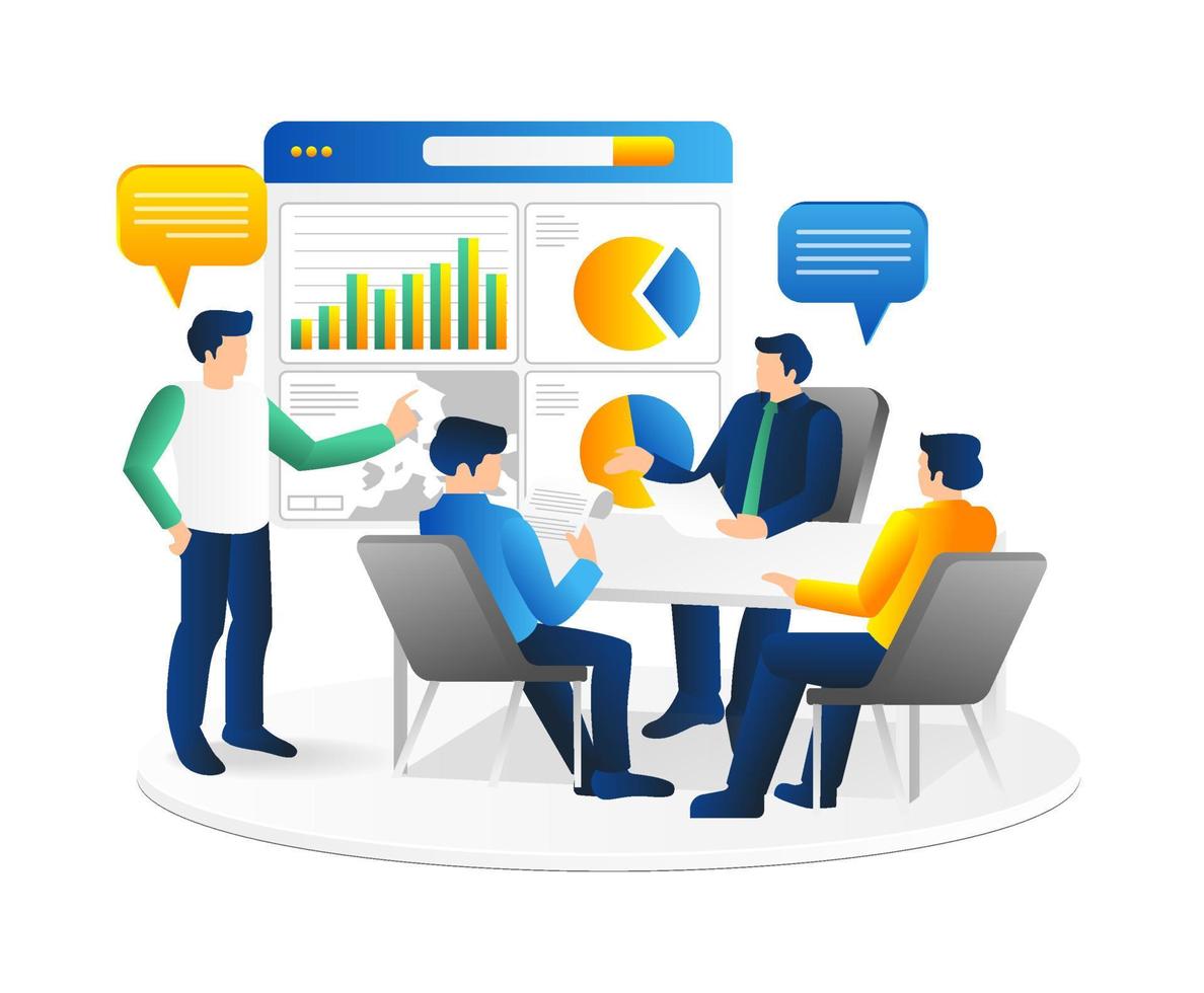 Business meeting  presentation  brainstorming concept. Vector flat illustration.
