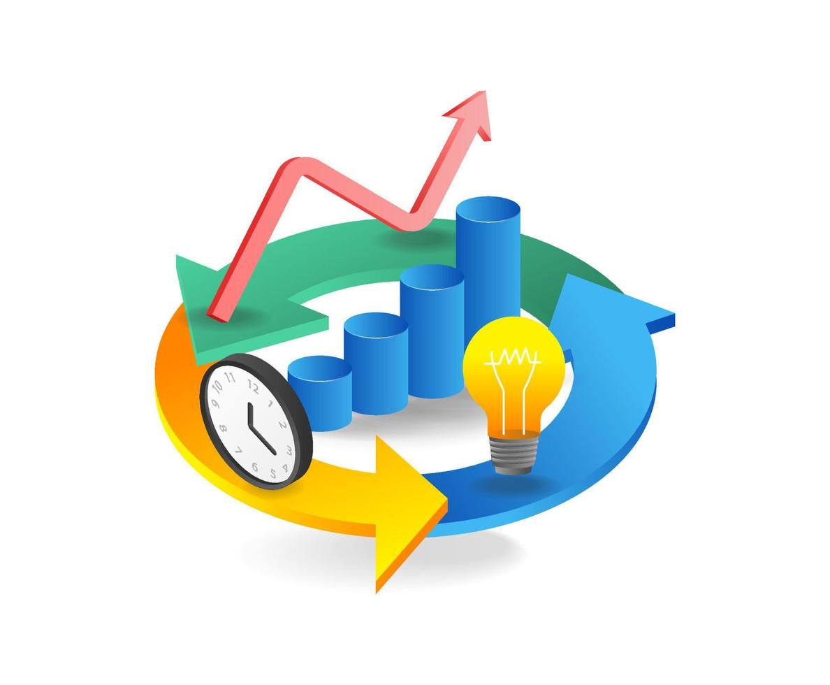 alarma reloj advertencia isométrica plano 3d ilustración concepto vector