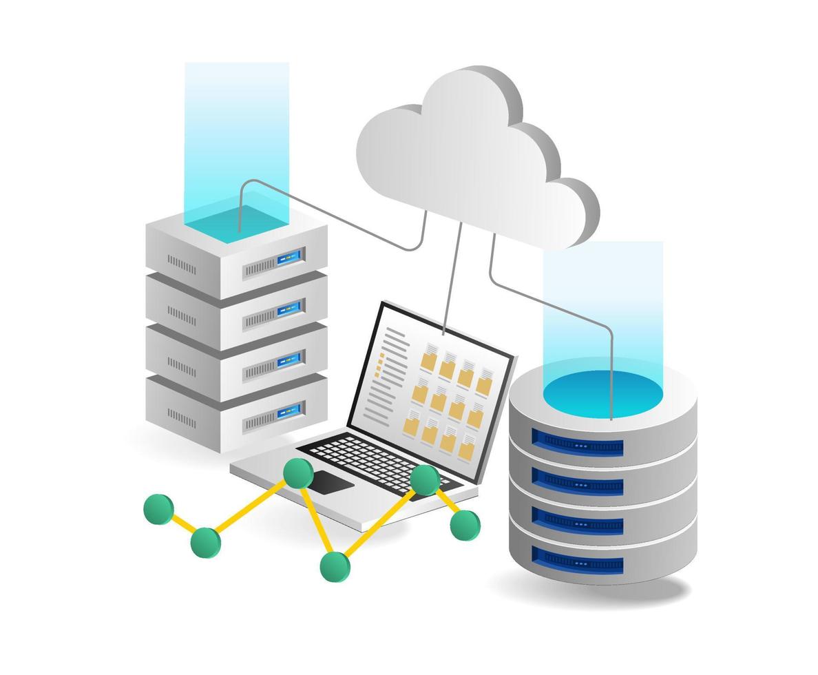 Cloud computing concept. Server  cloud  data. Vector illustration.