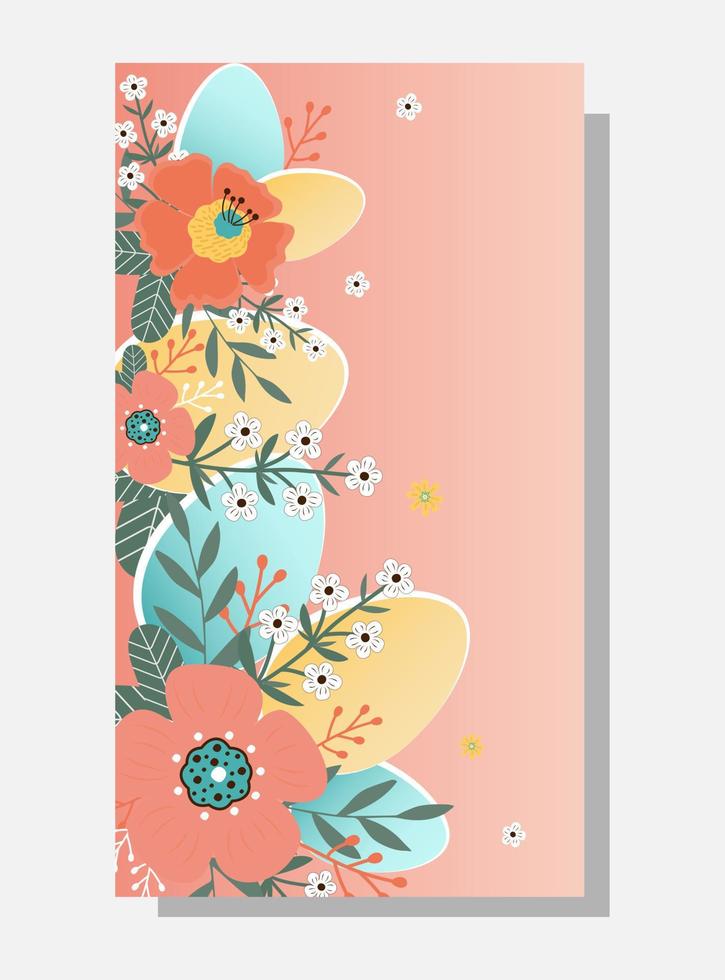 Happy easter sale banner. Flowers with the easter egg on pink background. Can be add text. vector