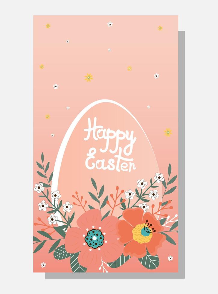 Happy easter sale banner. Flowers with the easter egg on pink background. Can be add text. vector