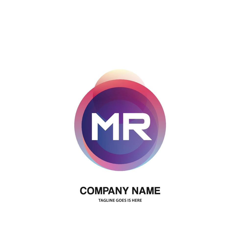 MR initial logo With Colorful Circle template vector