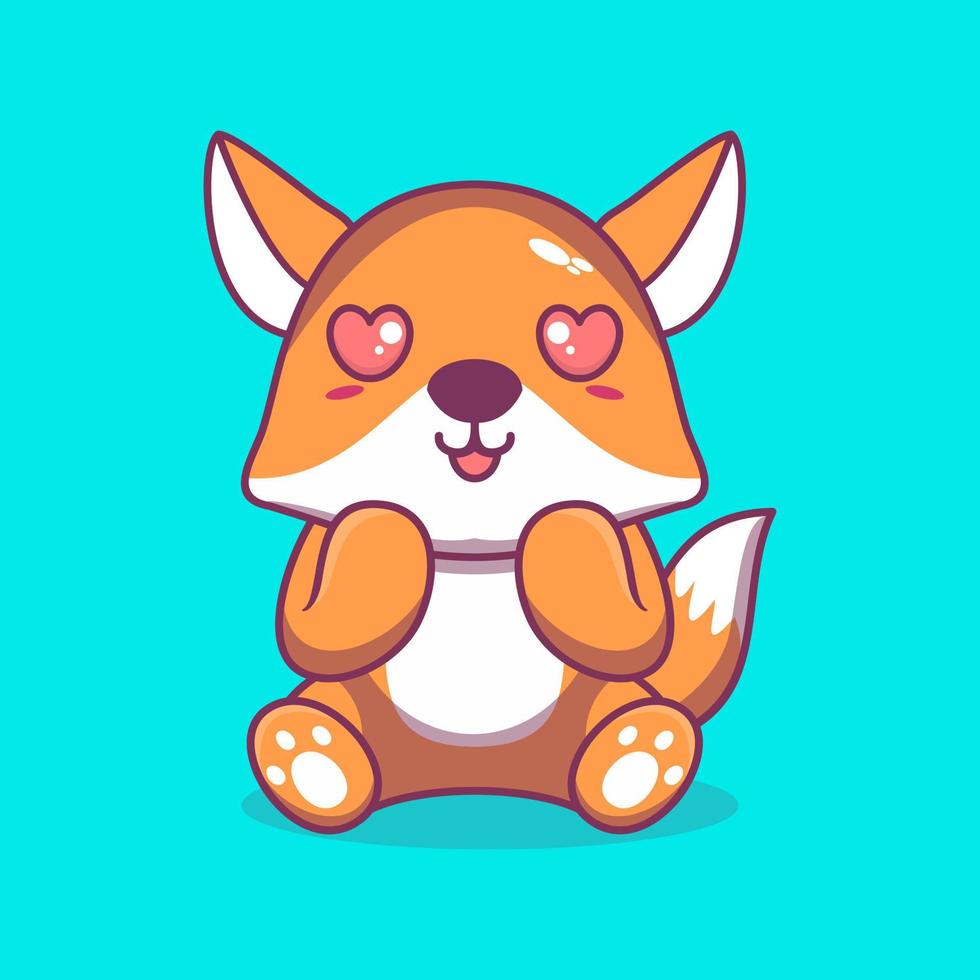 Vector fox sitting shocked cute creative kawaii cartoon mascot