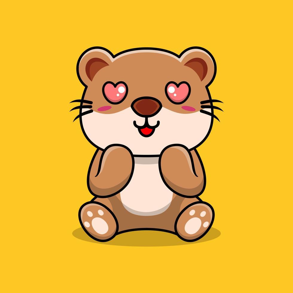 Vector otter sitting shocked cute creative kawaii cartoon mascot